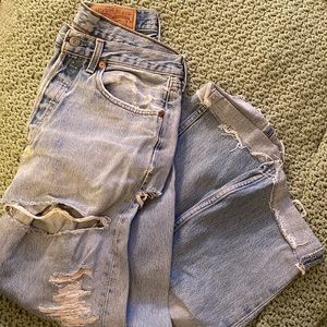 Vintage destroyed distressed Levi’s 501s butt rip